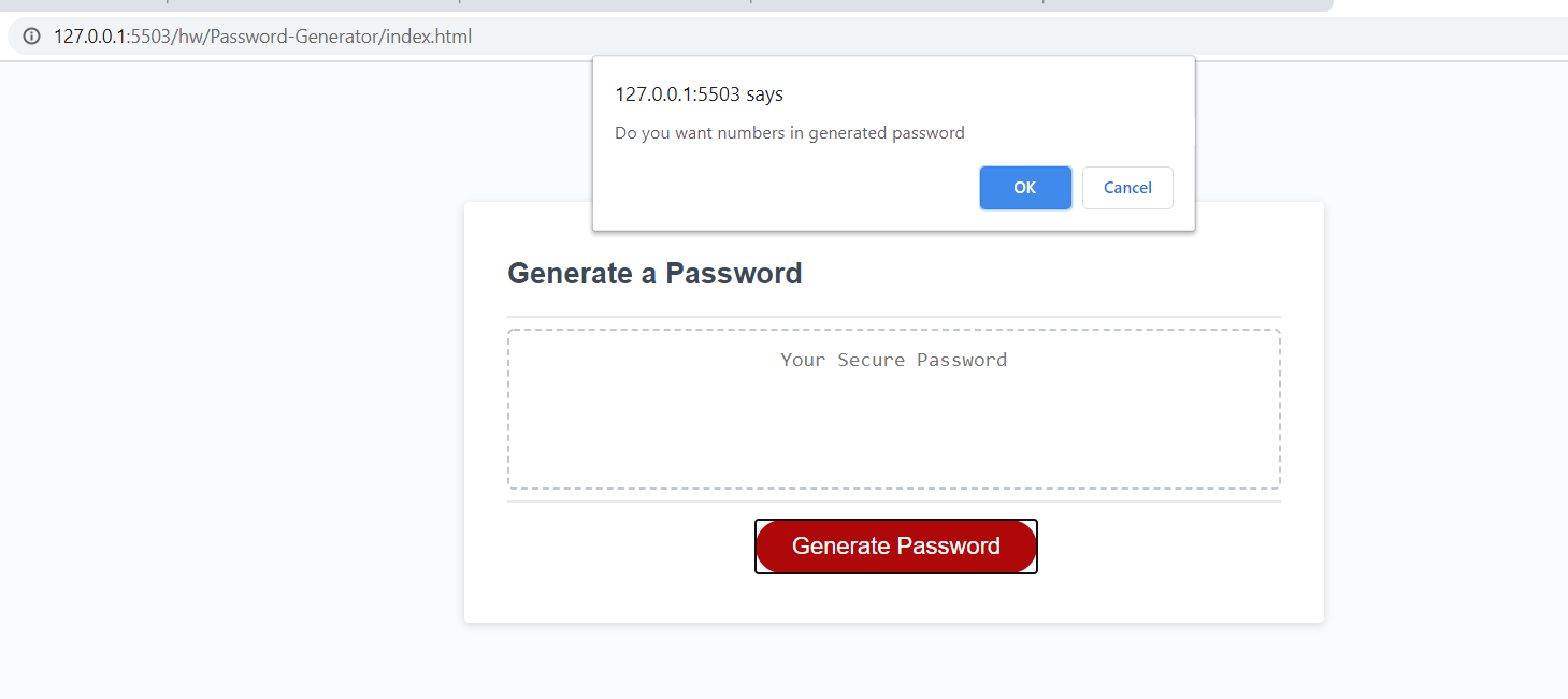 Initial Password Screen